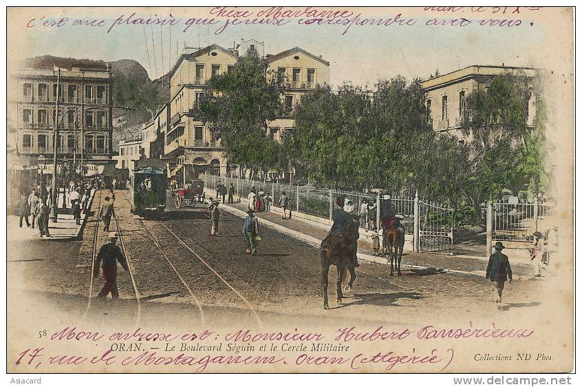 Oran Colorisée Collection ND Phot No 58 Tramway Tram voyagé 1902