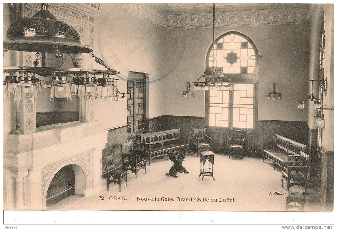 ALGERIE ,,,ORAN,,,,,NOUVELLE  GARE ,,,,GRANDE   SALLE  du  BUFFET ,,,,VOYAGE  1912,,,TTTBE ,,,,