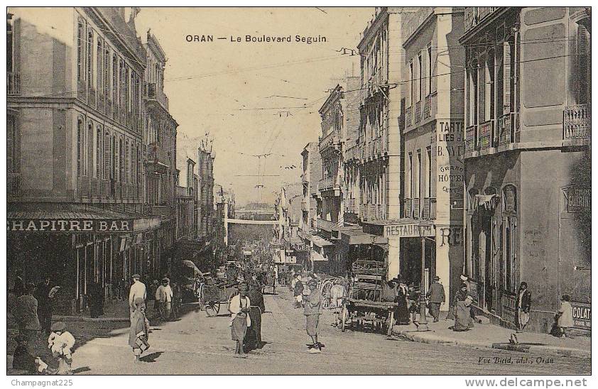CPA ALGERIE ORAN Le Boulevard Seguin Bar Restaurant Animation 1916