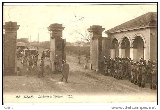 ALGERIE - ref no  68- oran- la porte de tlemcen  avec militaires - bon etat