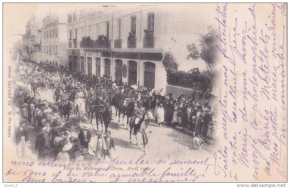 Oran.-  Fêtes du Millénaire d' Oran - Avril 1902  - ( belle animation n°1 -  oblitération de 1902)