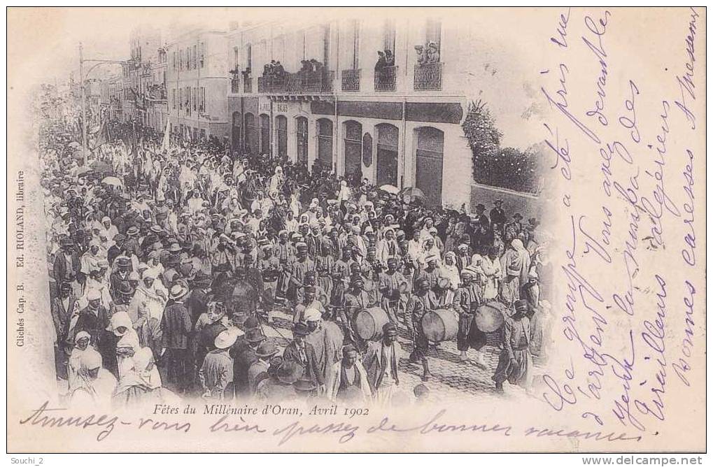 Oran.-  Fêtes du Millénaire d´ Oran - Avril 1902  - ( belle animation n°2 -  oblitération de 1902)
