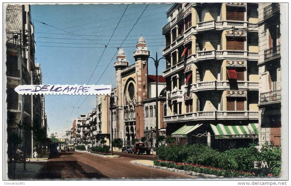 ALGERIE  ORAN  SYNAGOGUE Boulevard Joffre . 9x14 dentelée , glaçée ,  F.M. 14 Mai 1958 . judaica