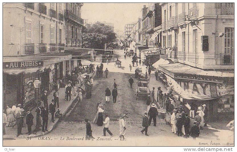 CPA ALGERIE  ORAN  Belle Animation Commerces Bd du 2ème Zouaves