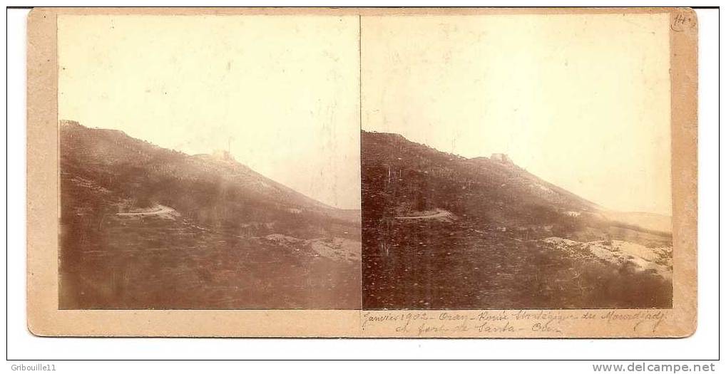 ORAN  -   2 VIEILLES PHOTOS * ROUTE STRATEGIQUE DU MURDJADJO *et * FORT DE SANTA CRUZ * de JANVIER 1902 - FORMAT175X85X1