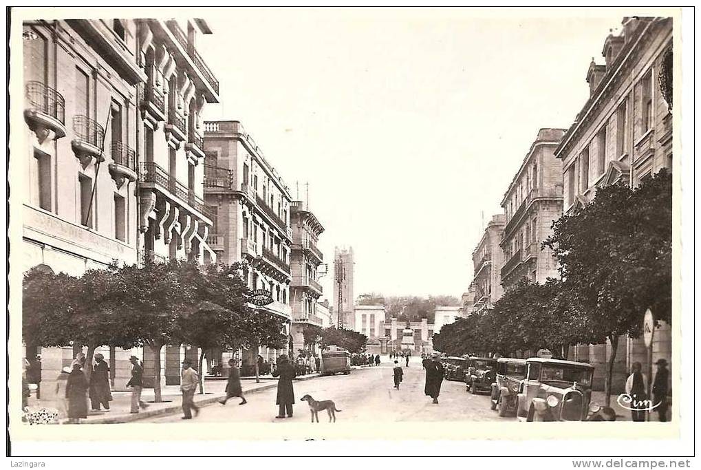 CPA-afrique-algérie-oran-   mostaganem-ville-avenue   1er de ligne-1960
