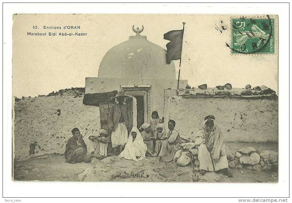 ALGERIE-environs d´ORAN 1911-marabout Sidi Abd-el-Kader-animée-gros plan