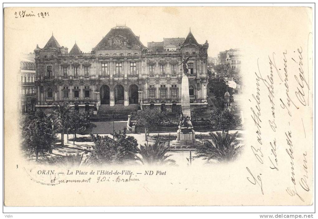 ORAN Place de l'Hôtel de Ville Type Sage de France cachet Oran