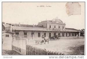 ALGERIE SETIF  LA GARE BELLE ANIMATION ATTELAGES ECRITE  SUPERBE