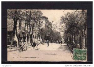 ALGERIE Setif Rue de Constantine, animée, ed LL 54, 1923