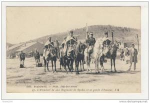 ALGERIE édit boumendil photo sidi bel abbès étendart du 2 ième régiment de spahis et sa garde d' honneur ( recto verso )