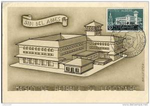 AFRIQUE - ALGERIE - SIDI BEL ABBES - MILITAIRE - LEGION ETRANGERE- MAISON de RETRAITE du LEGIONNAIRE - FDC CAMERONE 1956