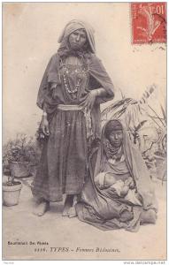 Types - Femmes Bédouines - ( bédouines avec enfant - éditeur Boumendil à Sidi  Bel Abbès.- (Algérie)