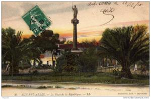 CARTE POSTALE ANCIENNE.  SIDI-BEL-ABBES. LA PLACE DE LA REPUBLIQUE. 1910.
