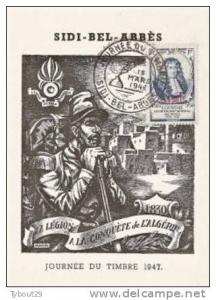 CPA  Afrique. Sidi Bel Abbès. Journée Timbre 1947. La Légion à la Conquète de l´Algérie. Louvois