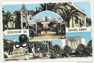 Sidi-Bel-Abbès (Algérie)  5 vues dont l'entrée de la caserne de la Légion étrangère env 1950 (animée).