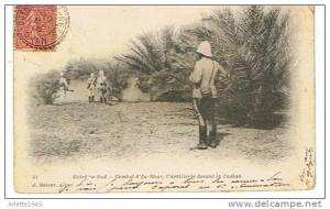 Extrème Sud  Combat d'In - Rhar , l'Artillerie devant la Casbah  1905