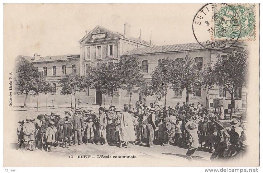 ALGERIE SETIF L' ECOLE COMMUNALE GROUPE ENFANTS ANIMATION EN 1906