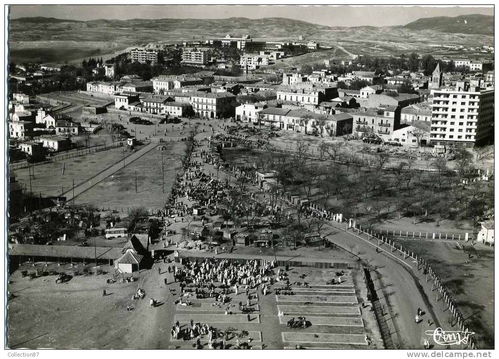 AFRIQUE - ALGERIE - SETIF - BELLE VUE AERIENNE - MARCHE aux BESTIAUX - HALLE aux GRAINS - HOPITAL - VOIR DETAIL au DOS