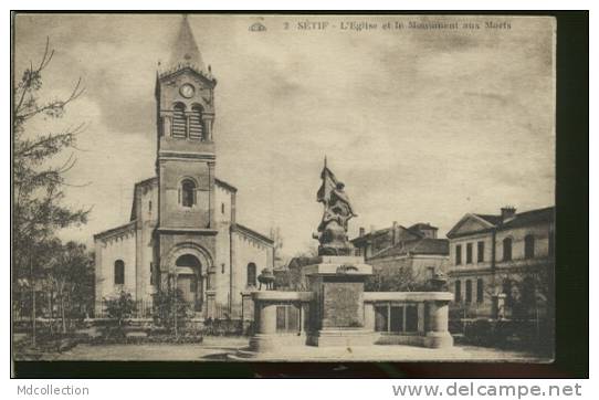 ALGERIE SETIF /  L'église et le monument aux morts  /