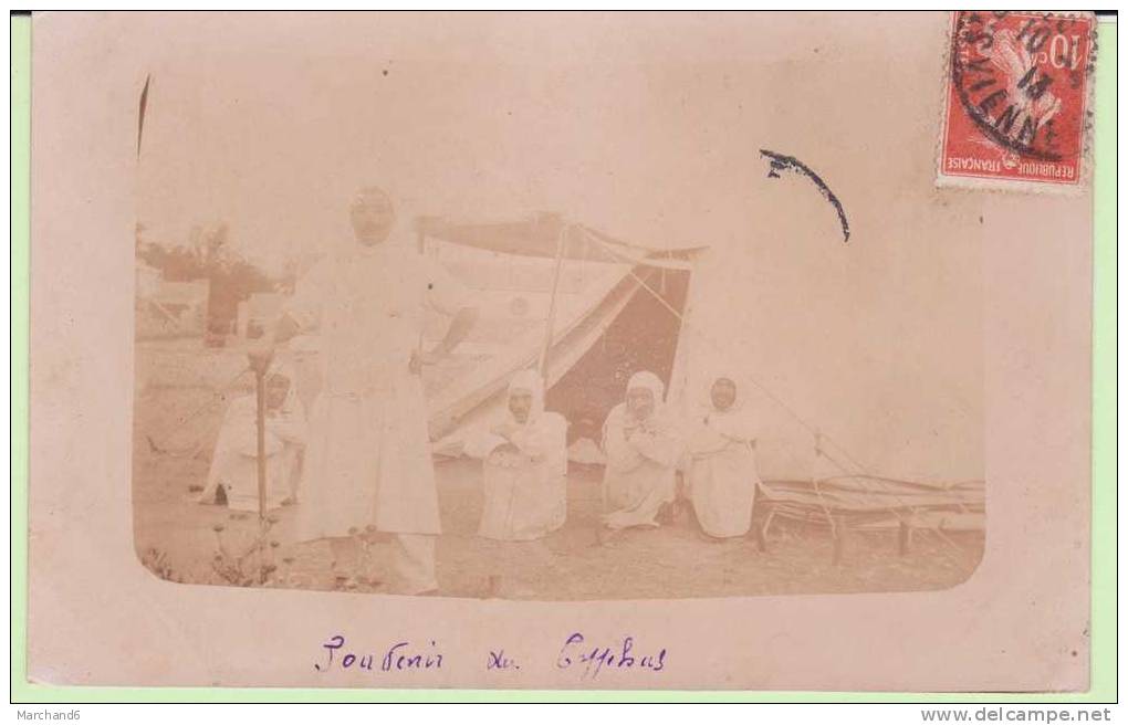 ALGERIE.SETIF.CARTE PHOTO AU DOS SETIF LE 4 JUIN 1912  cp timbre collé non origine état