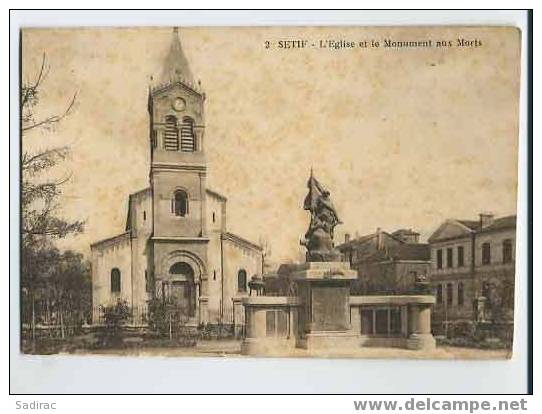 Afrique >  Algérie - Sétif - Eglise et monument au morts - 2PS