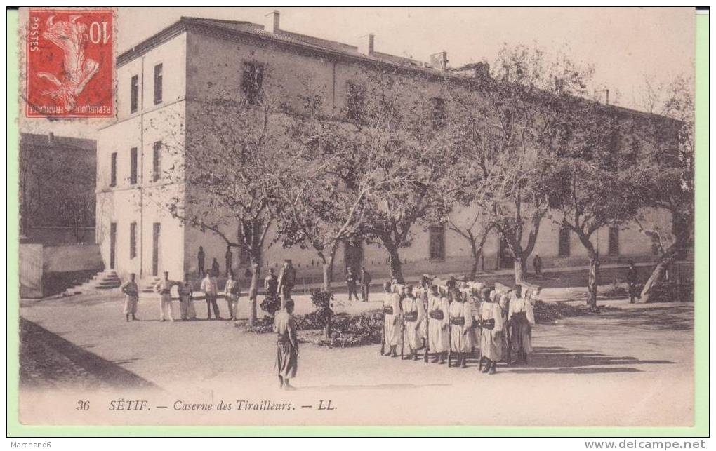 ALGERIE.SETIF.CASERNE DES TIRAILLEURS  cp décollé coin gauche et droit bas
