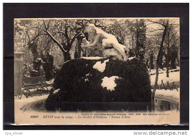 ALGERIE Setif Jardin d'Orléans, Statue d'Acis, Sous la Neige, Hiver, ed Mamain 10008, 192?