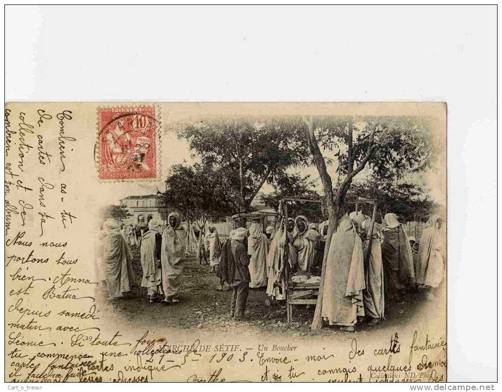 ALGERIE. MARCHE DE SETIF. UN BOUCHER. METIER