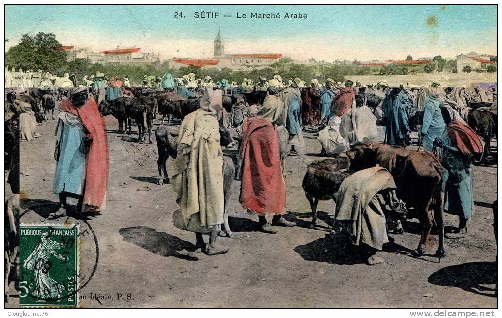 SETIF....LE MARCHE ARABE....CPA TRES ANIMEE