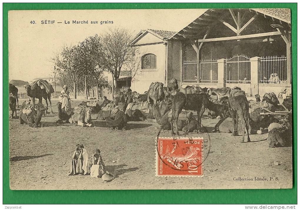 cpa   ALGERIE    SETIF    le  Marché aux  grains   ...........JL26