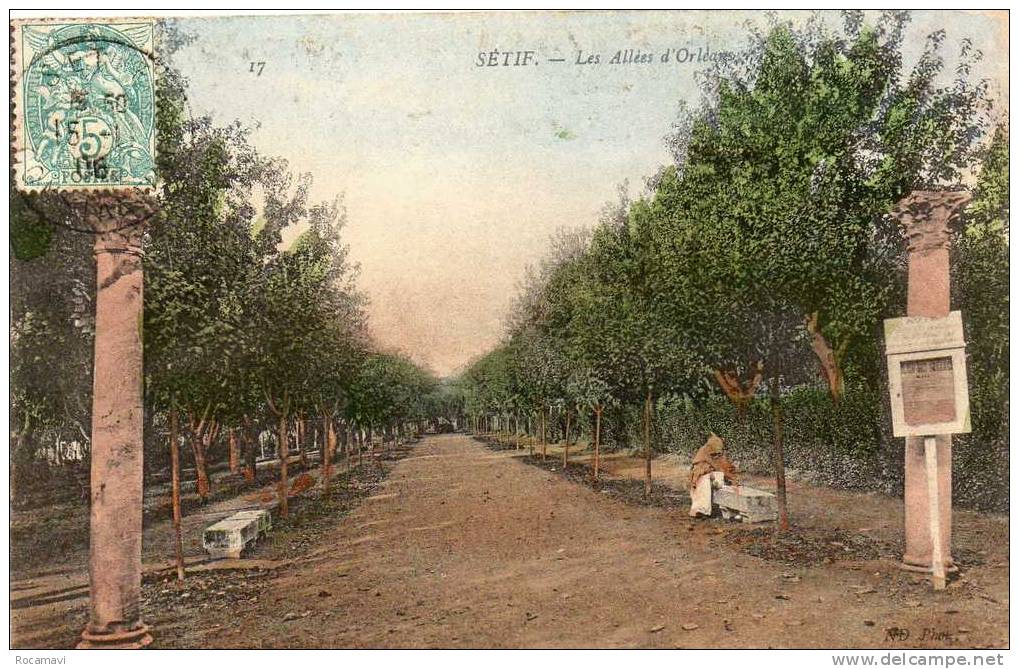 CPA - ALGERIE - SETIF - Les Allées d'Orléans N°17 ND - Square d'Orléans, Circulée en 1906, Environs Bordj Bou Arreridj