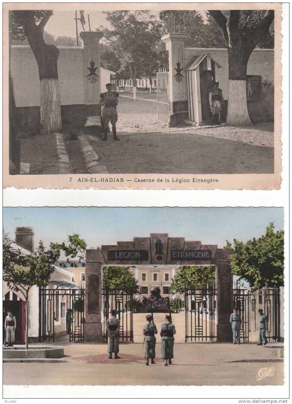 ALGERIE LOT DE 2 CPSM LEGION ETRANGERE  AIN EL HADJAR  ET  SIDI BEL ABBES ENTREE DES DEUX CAMPS