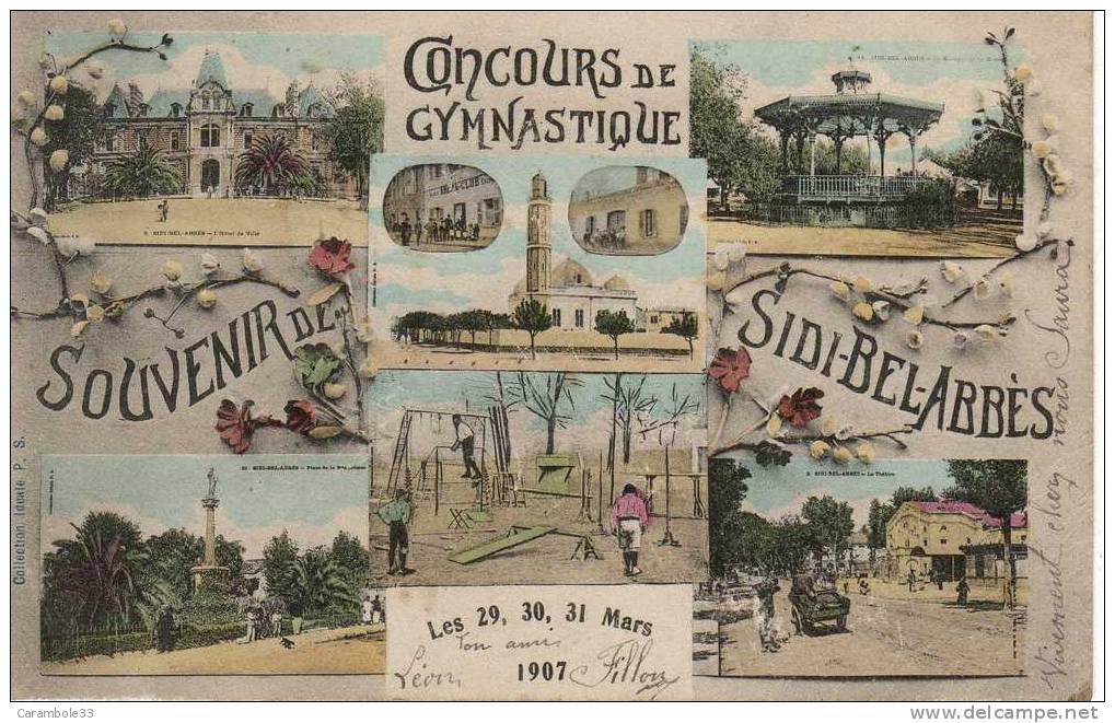 CPA    SIDI-BEL-ABBES  Concours de Gymnastique  SOUVENIR  1907  Trés bon état  Y5/830