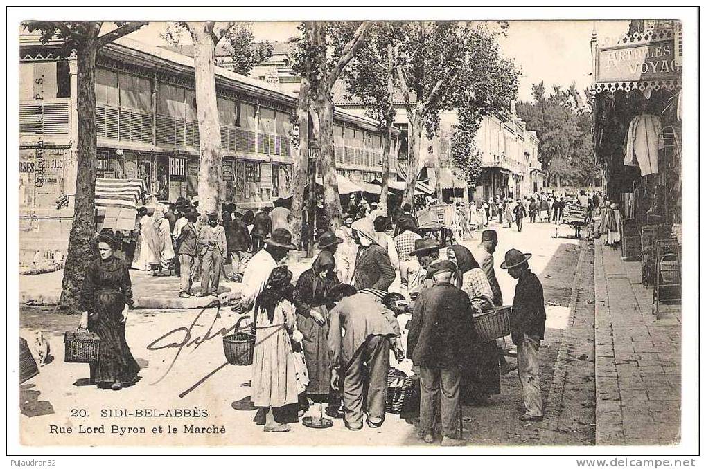 SIDI BEL ABBES - RUE LORD BYRON ET LE MARCHE . TRES BELLE ANIMATION .