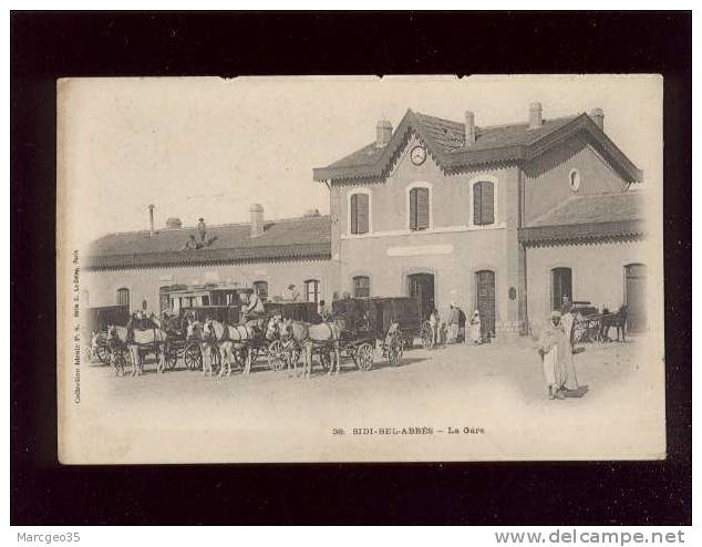 sidi bel abbes la gare édit.P.S. n° 38 animée attelage chemin de fer belle carte