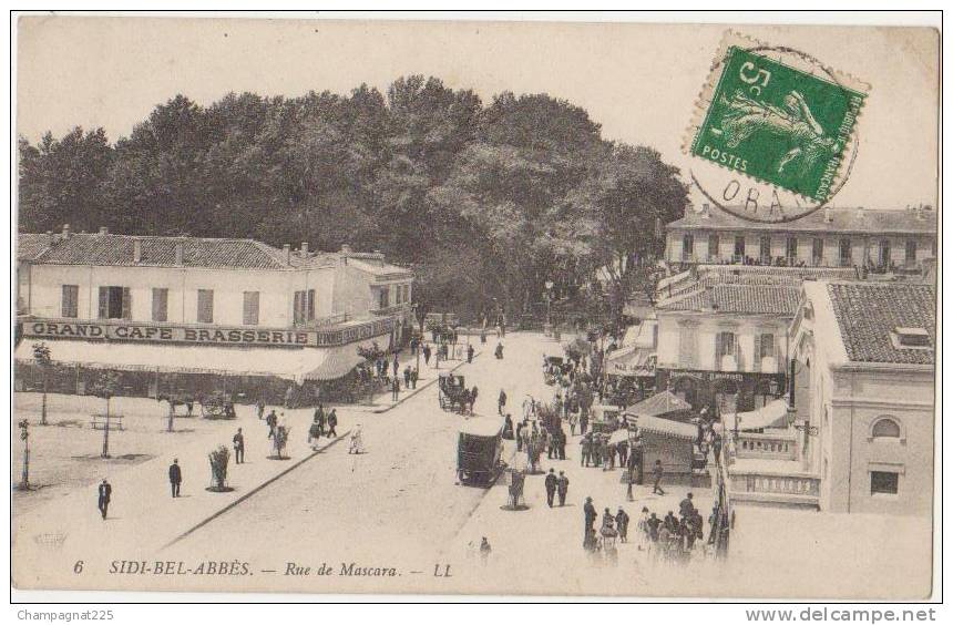 CPA ALGERIE SIDI BEL ABBES Rue de Mascara Animation 1912