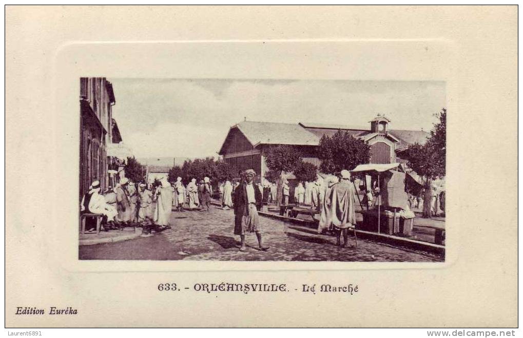 CPA AFRIQUE ALGERIE ORLEANSVILLE LE MARCHE TRES ANIMEE