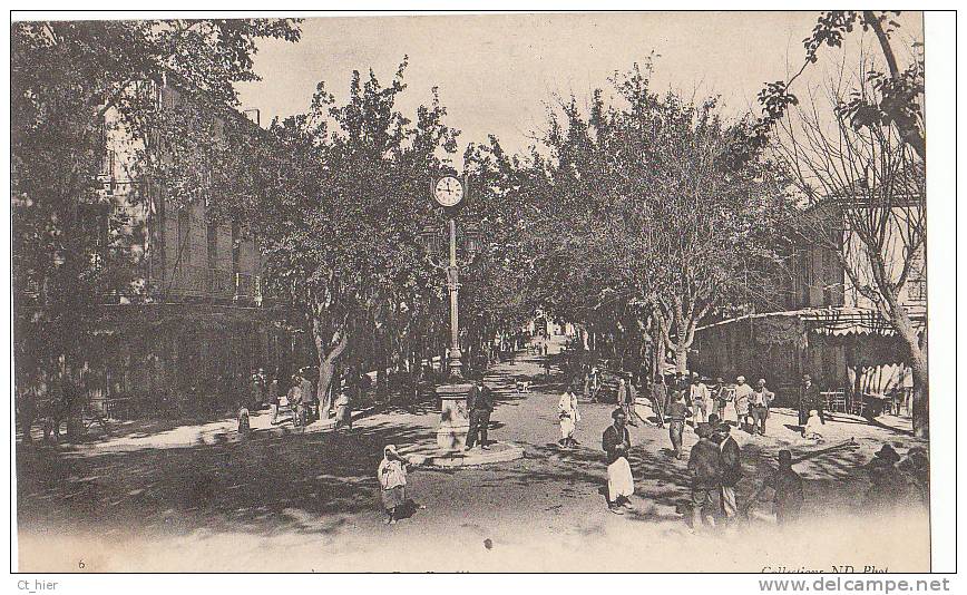 CPA ALGERIE SIDI BEL ABBES Animation Rue Prud' hon HORLOGE CAFE