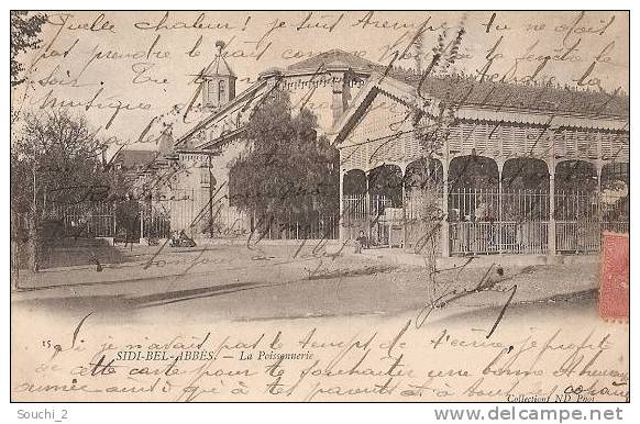 Sidi Bel Abbès.- (Algérie)   La Poissonnerie   -  (animée  carte précurseur 1904)