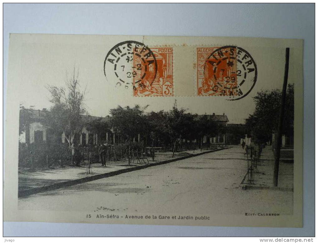 ALGERIE  -  AÏN-SEFRA      Avenue de la  GARE  et jardin Public
