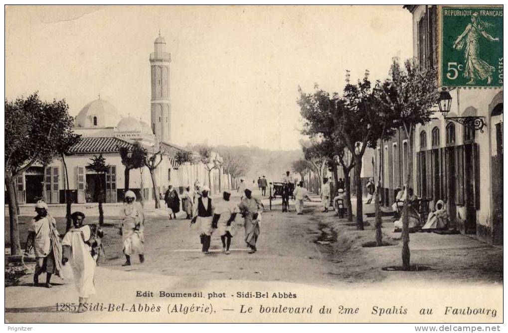ALGERIE    SIDI-BEL-ABBES  LE BOULEVARD DU 2me SAPHIS AU FAUBOURG