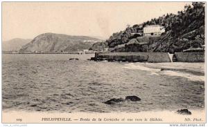 ALGERIE PHILIPPEVILLE ROUTE DE LA CORNICHE ET VUE VERS SKIKDA