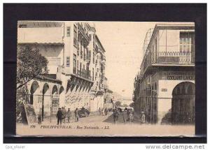ALGERIE Philippeville Rue Nationale, animée, ed LL 129, 191?