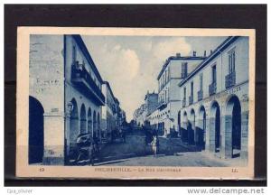 ALGERIE Philippeville Rue Nationale, animée, Siège des Sociétés Agricoles, ed LL 19, 1928
