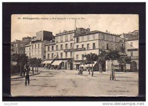 ALGERIE Philippeville Rue Nationale, Sortie du Port, animée, Hotel de France et de la Marine, ed Saget 10, 191?