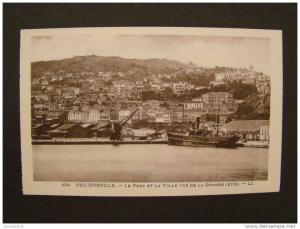 CPSM ALGERIE-Philippeville-Ski kda-Le port et la ville vus de la grande jetée