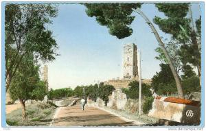 CARTE POSTALE 1 TLEMCEN LES RUINES DE MANSOURAH . ECRITURE 1956