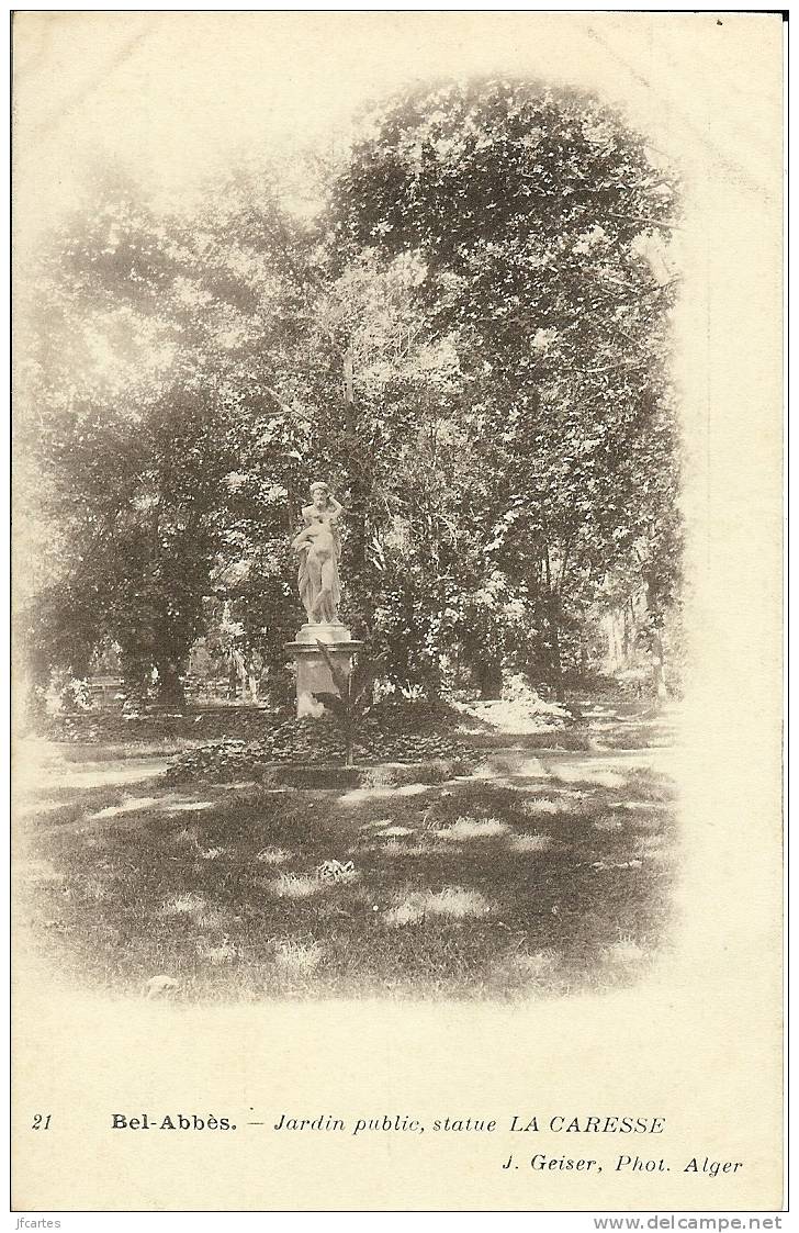 ALGERIE * SIDI-BEL-ABBES - Jardin public, statue La Caresse