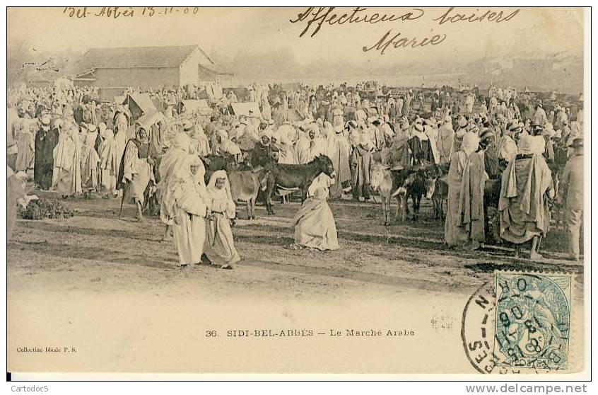 Sidi-Bel-Abbès   Le Marché Arabe  cpa
